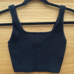 Aritzia Babaton Sculpt Knit Squareneck Cropped Tank Black Size XS